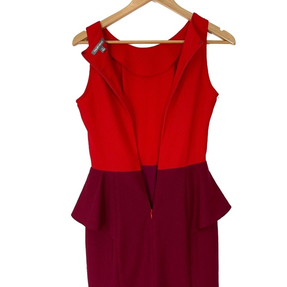 Tinley Road Women’s Size XS Red Burgundy Colorblock Peplum Sheath Mini Dress - Picture 10 of 10